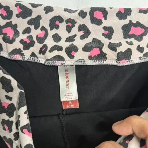Fold over Y2K low rise Micro shorts black cotton pink cheetah print women size M - Picture 4 of 4